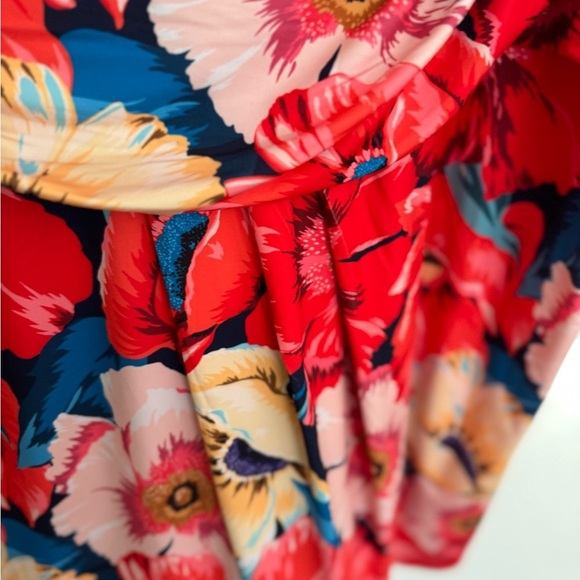 NWT Tahari women’s floral print ruched sleeveless sheath jersey dress size 24W - Picture 2 of 6